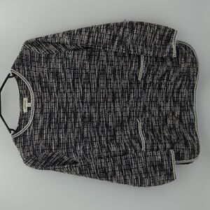 Max Studio Tweed Pullover Sweater XS Braided Knit Pocket Lightweight Minimalist